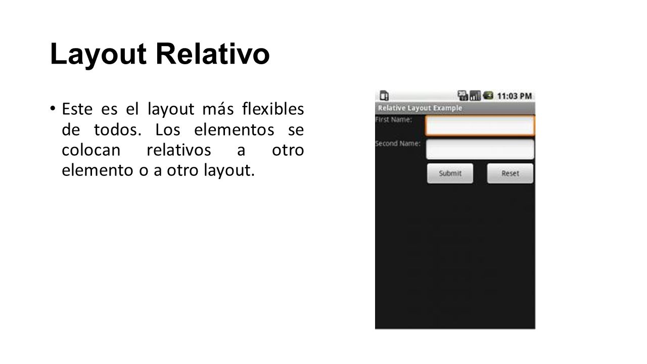 Layout Relativo Este es el layout más flexibles de todos.
