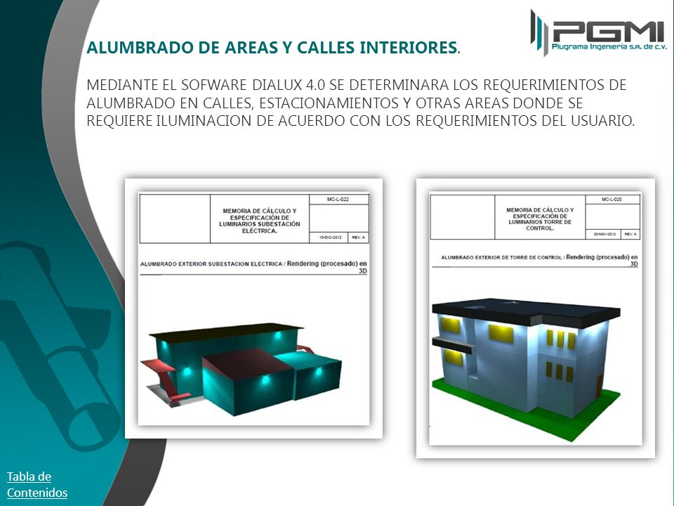 ALUMBRADO DE AREAS Y CALLES INTERIORES. MEDIANTE EL SOFWARE DIALUX 4