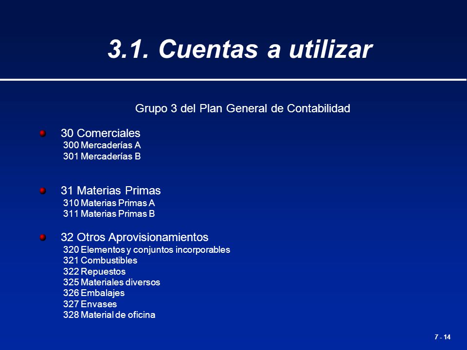 Grupo 3 del Plan General de Contabilidad