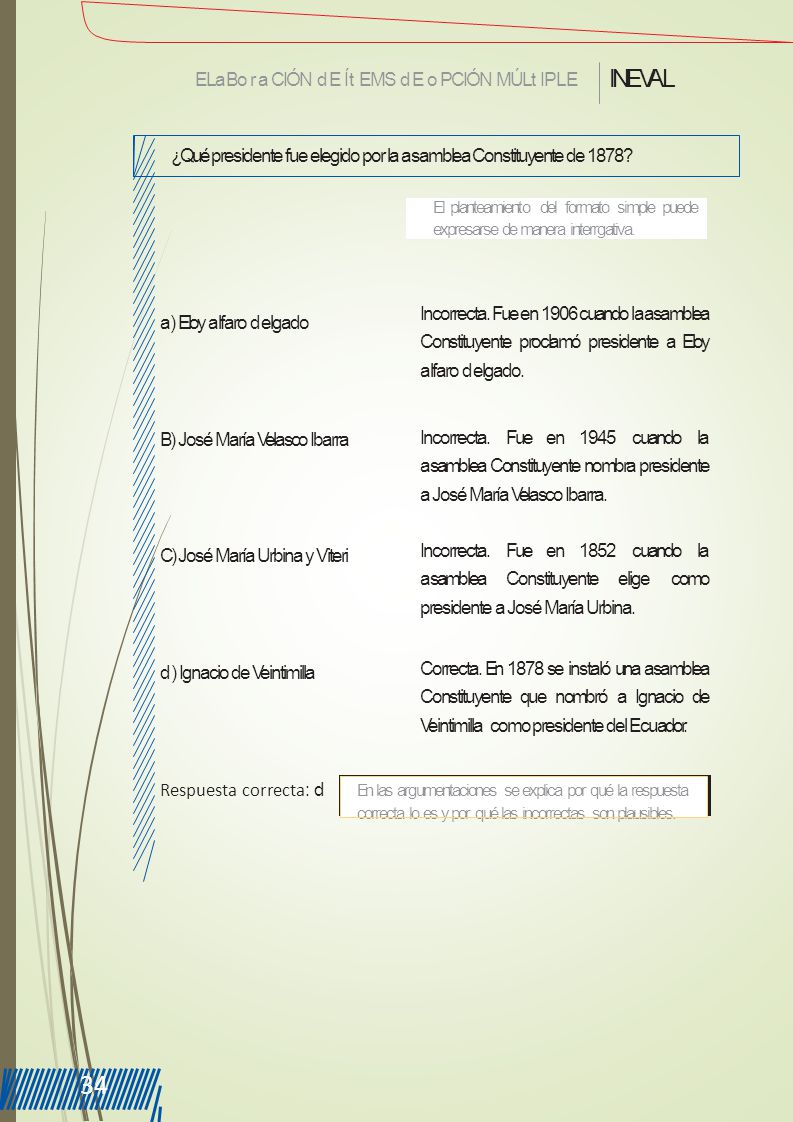 34 INEVAL ELa Bora CIÓN d E Ít EMS d E o PCIÓN MÚLt IPLE