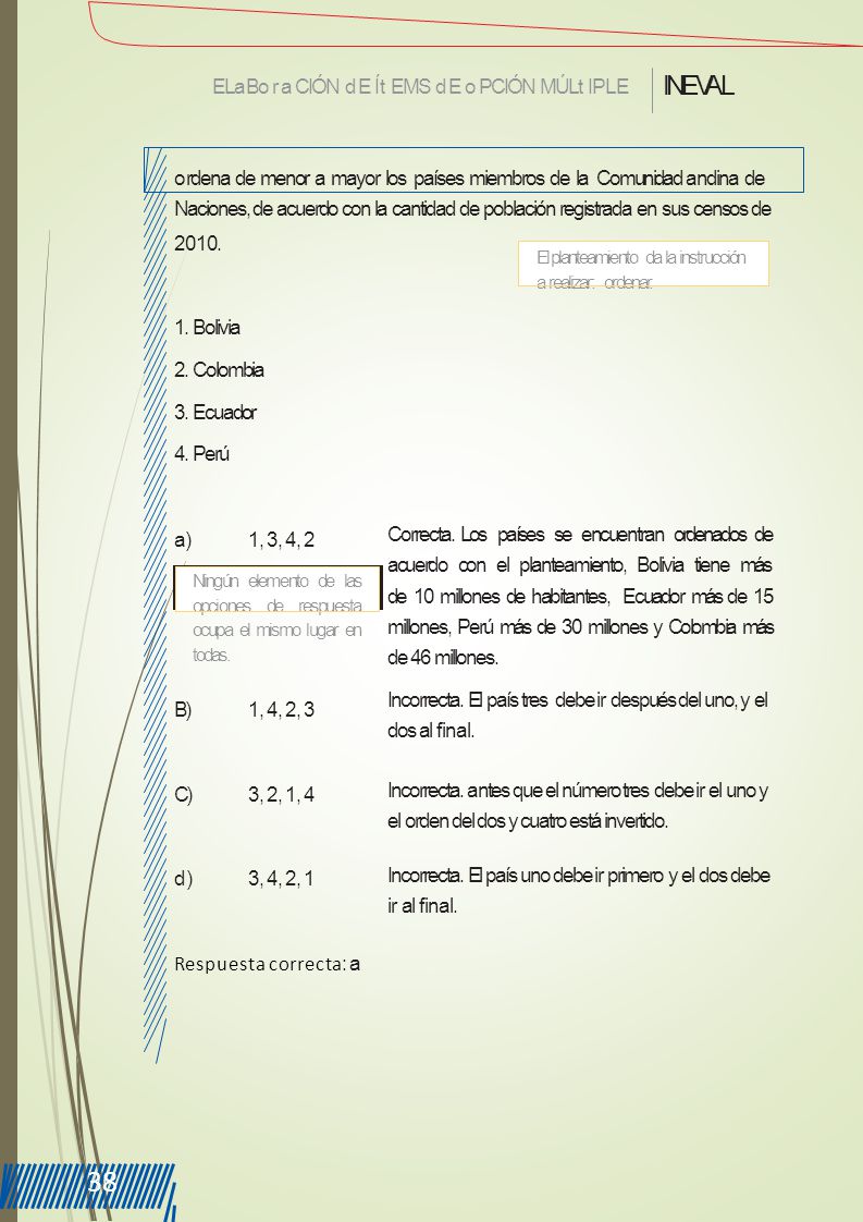 38 INEVAL ELa Bora CIÓN d E Ít EMS d E o PCIÓN MÚLt IPLE