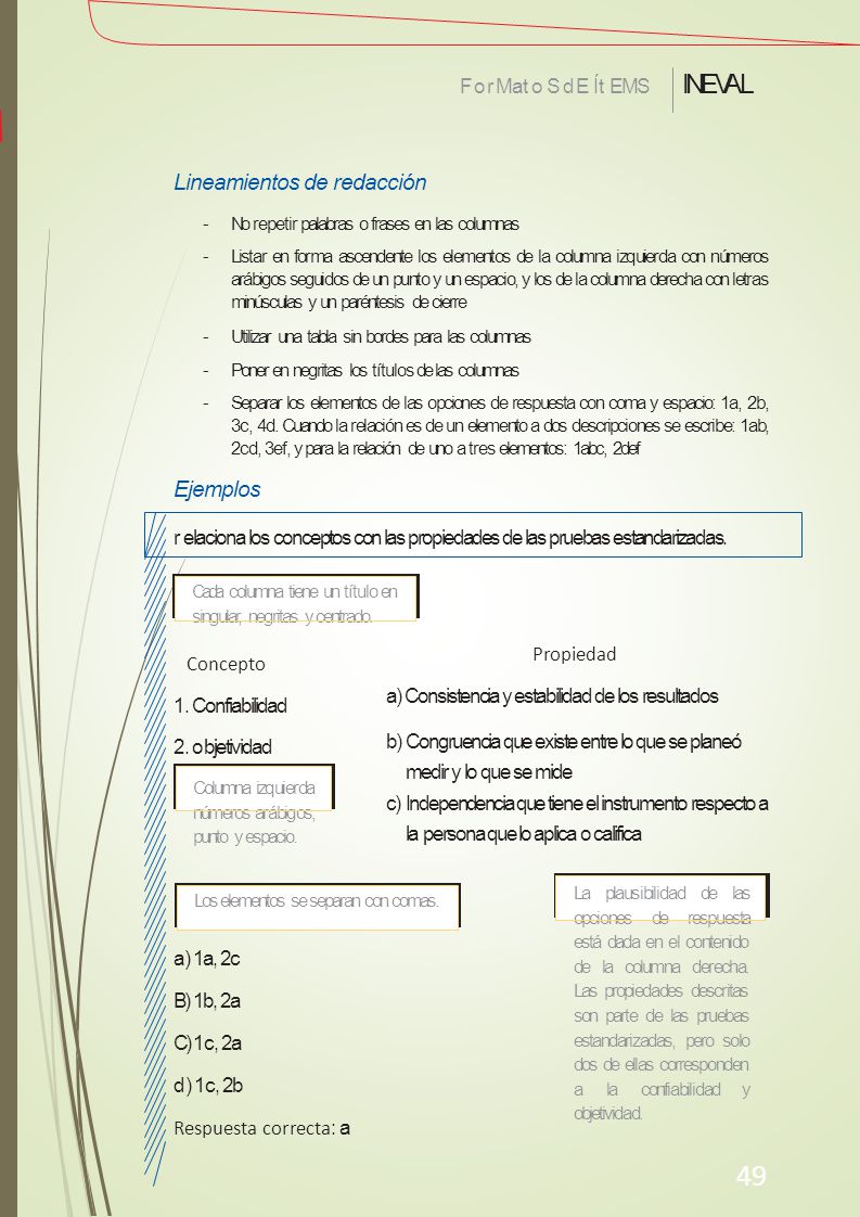 49 INEVAL Lineamientos de redacción Ejemplos For Mato S d E Ít EMS