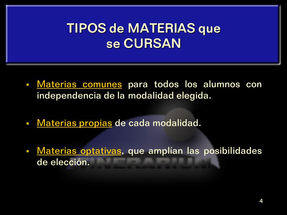 TIPOS de MATERIAS que se CURSAN