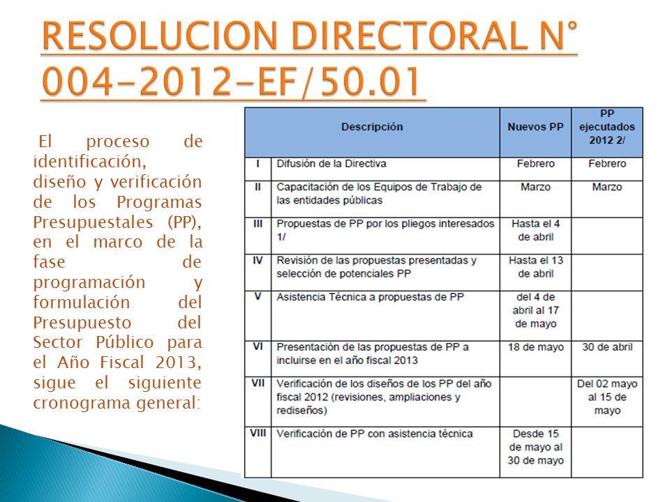 RESOLUCION DIRECTORAL N° EF/50.01