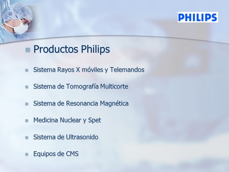 Productos Philips Sistema Rayos X móviles y Telemandos