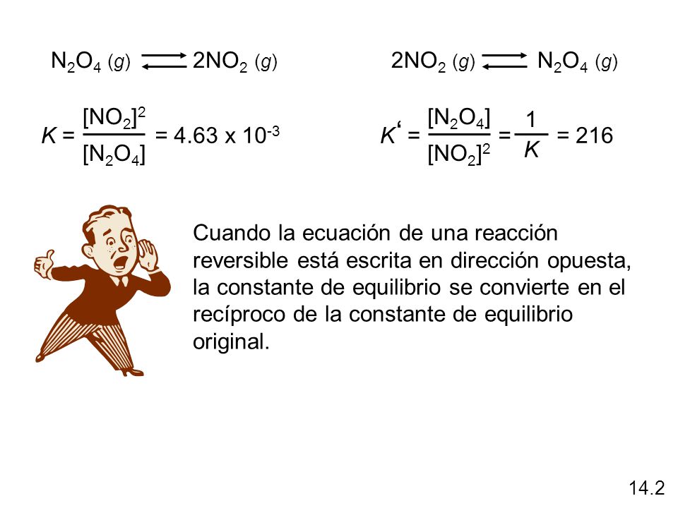‘ N2O4 (g) 2NO2 (g) 2NO2 (g) N2O4 (g) = 4.63 x 10-3 K = [NO2]2 [N2O4]