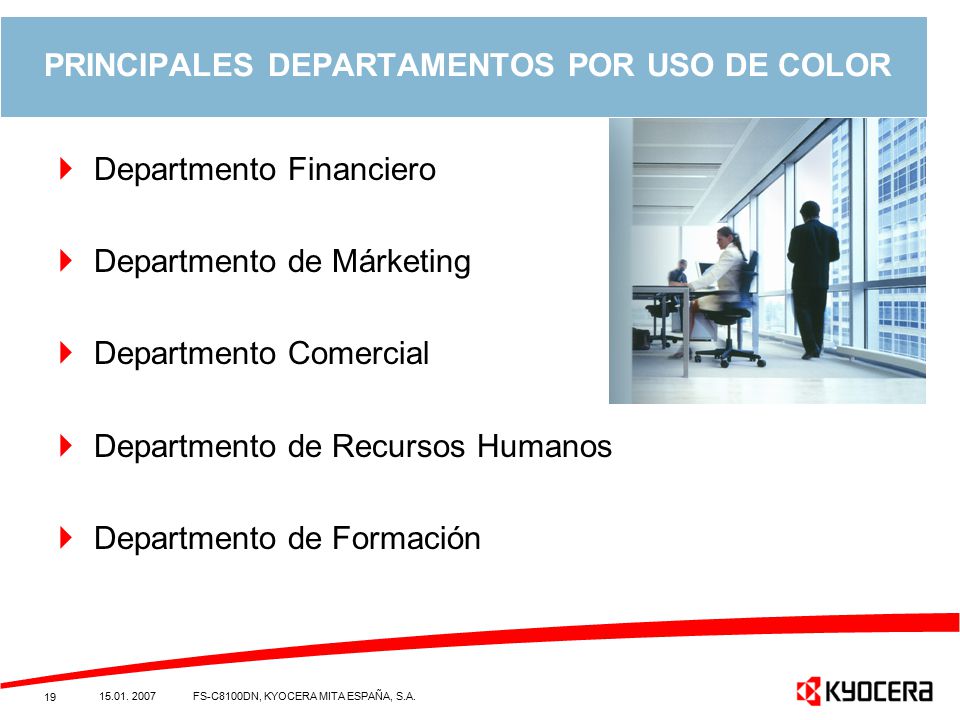 PRINCIPALES DEPARTAMENTOS POR USO DE COLOR