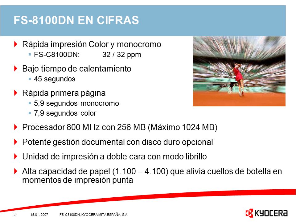 FS-8100DN EN CIFRAS Rápida impresión Color y monocromo