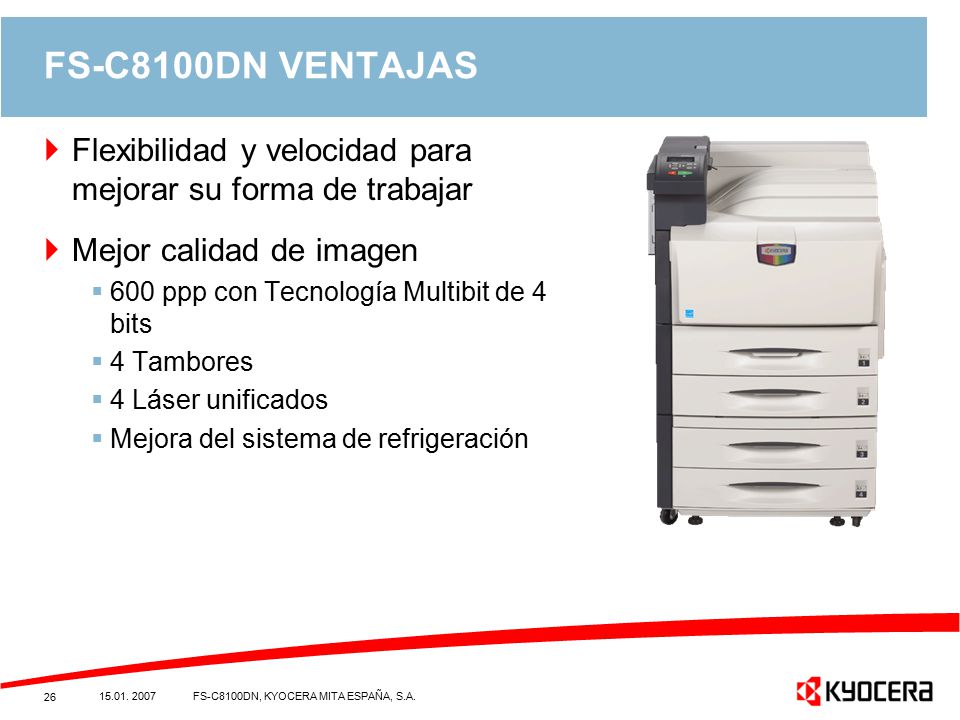 Handout / Notes 14. November FS-C8100DN VENTAJAS. Flexibilidad y velocidad para mejorar su forma de trabajar.