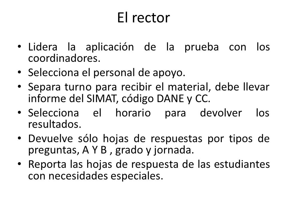 El rector Lidera la aplicación de la prueba con los coordinadores.