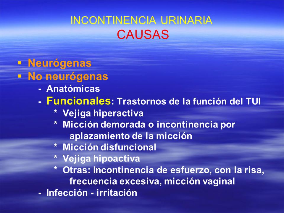 INCONTINENCIA URINARIA CAUSAS