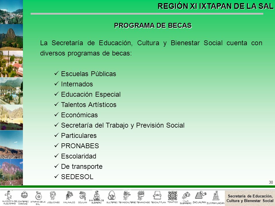 PROGRAMA DE BECAS La Secretaría de Educación, Cultura y Bienestar Social cuenta con diversos programas de becas: