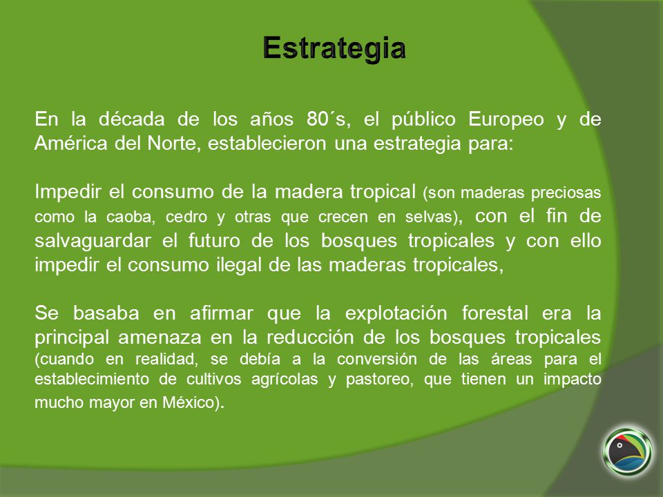 Estrategia En la década de los años 80´s, el público Europeo y de América del Norte, establecieron una estrategia para:
