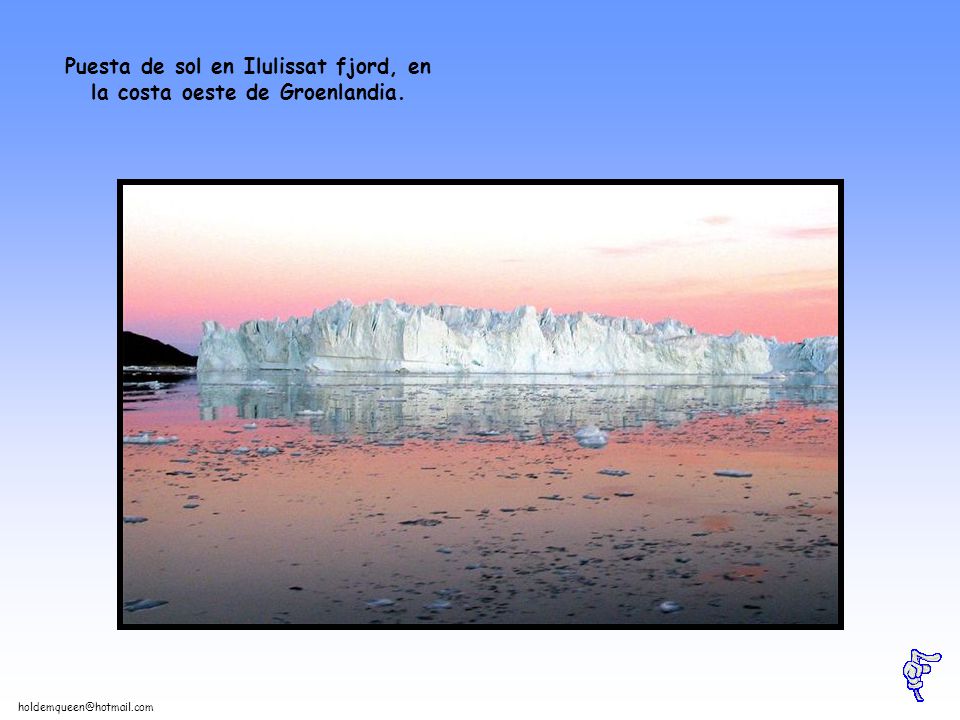 Puesta de sol en Ilulissat fjord, en la costa oeste de Groenlandia.
