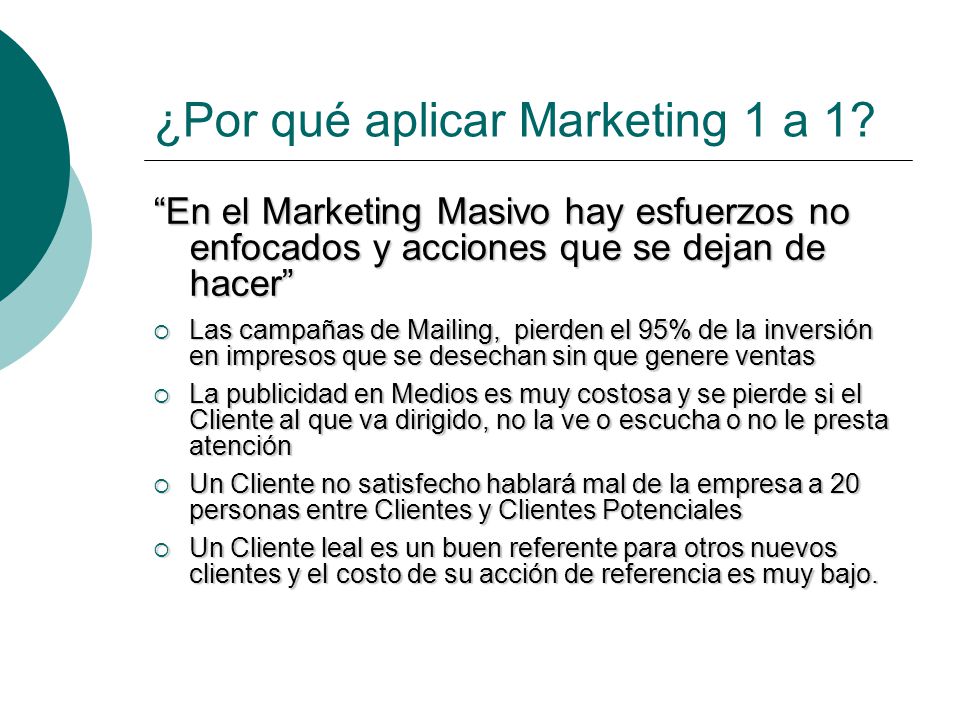¿Por qué aplicar Marketing 1 a 1