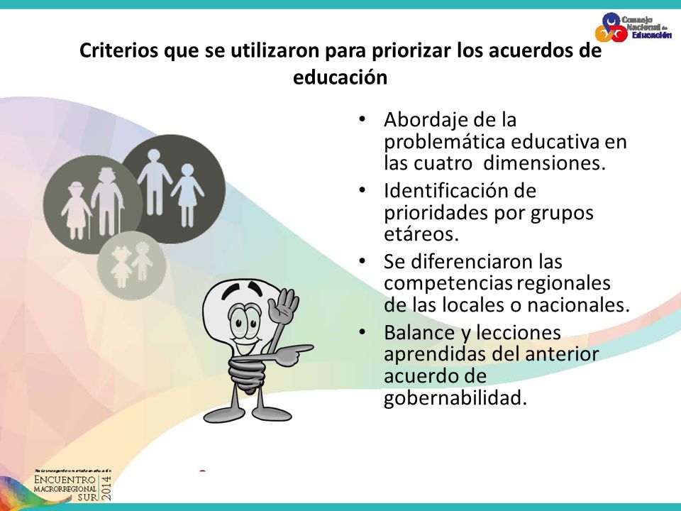 Criterios que se utilizaron para priorizar los acuerdos de educación