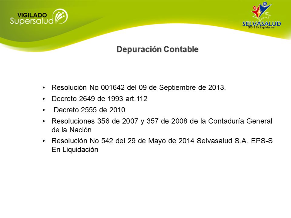 Depuración Contable Resolución No del 09 de Septiembre de 2013.