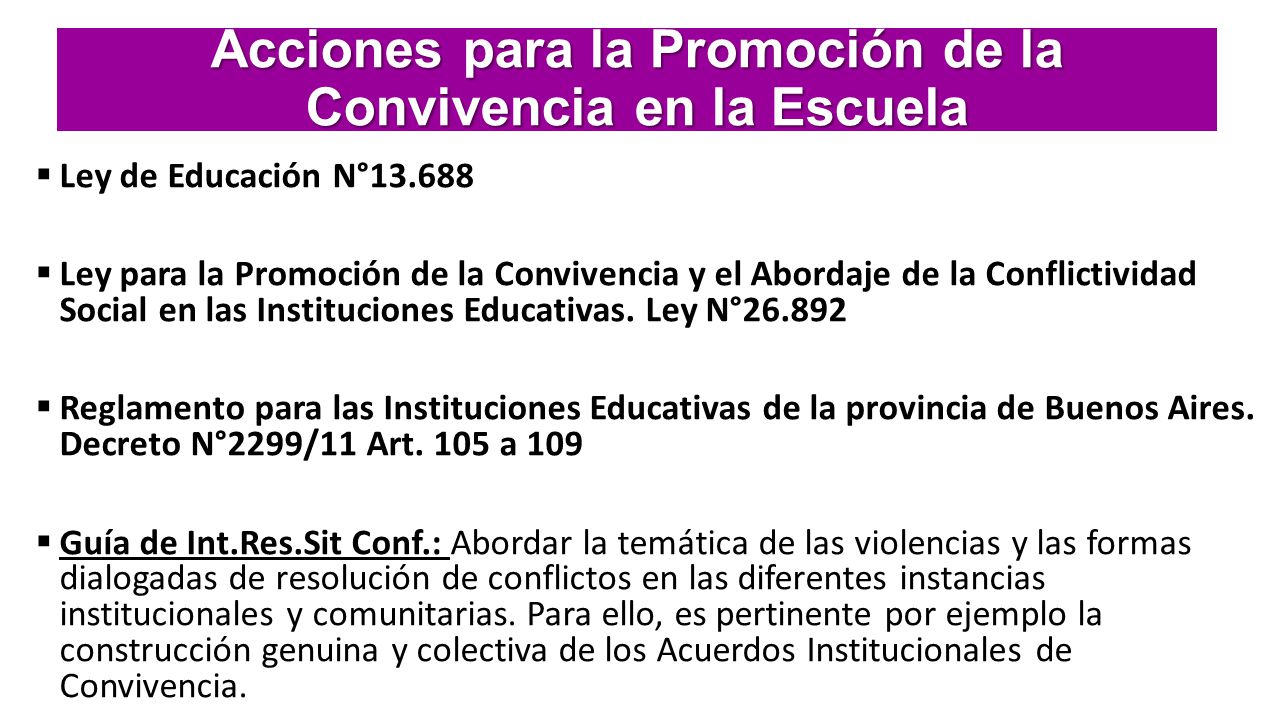 Acciones para la Promoción de la Convivencia en la Escuela