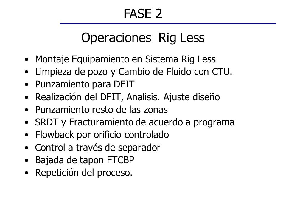 FASE 2 Operaciones Rig Less Montaje Equipamiento en Sistema Rig Less