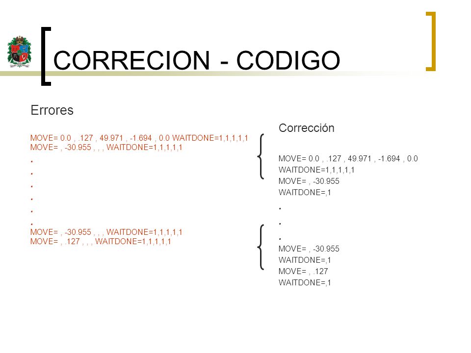 CORRECION - CODIGO Errores Corrección . .