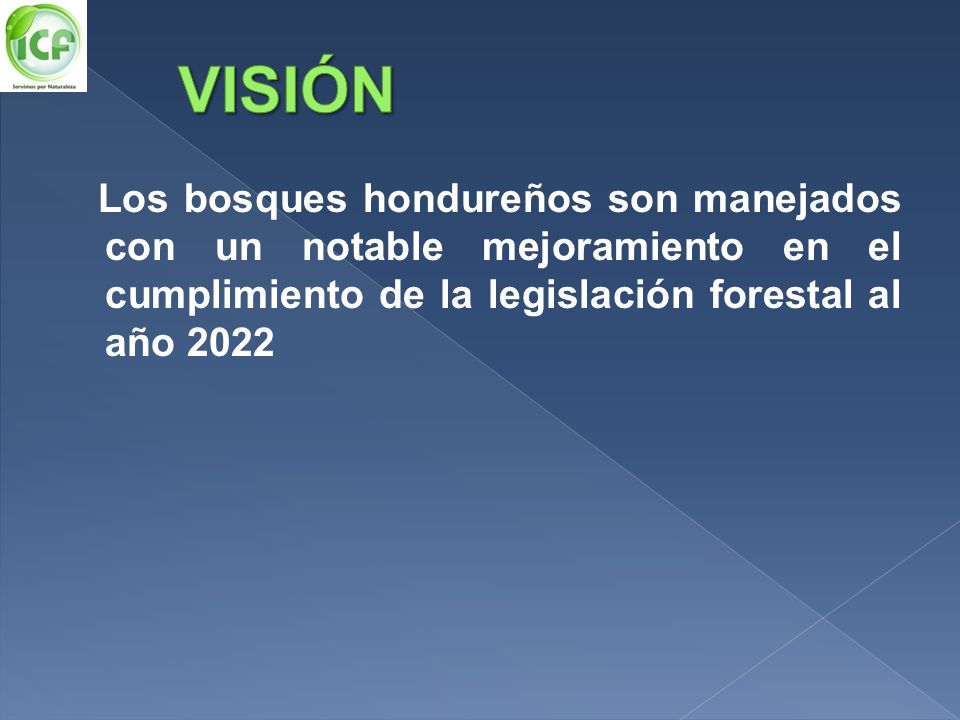 VISIÓN Los bosques hondureños son manejados con un notable mejoramiento en el cumplimiento de la legislación forestal al año
