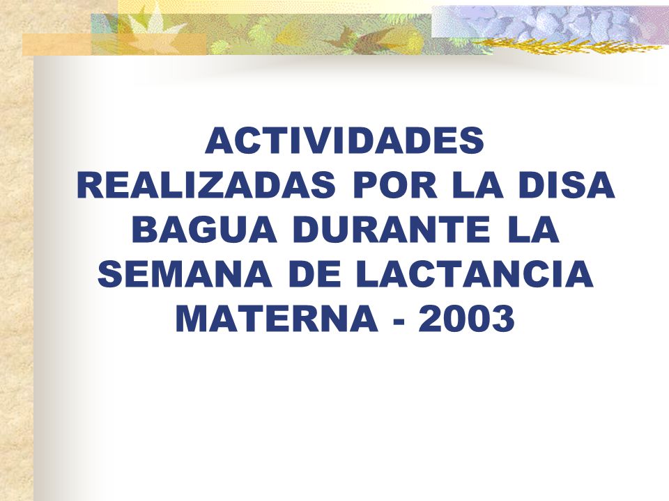 ACTIVIDADES REALIZADAS POR LA DISA BAGUA DURANTE LA SEMANA DE LACTANCIA MATERNA