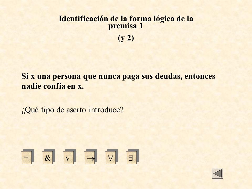 Identificación de la forma lógica de la premisa 1