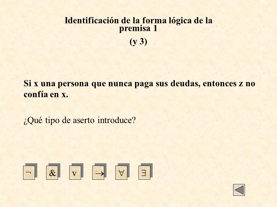 Identificación de la forma lógica de la premisa 1