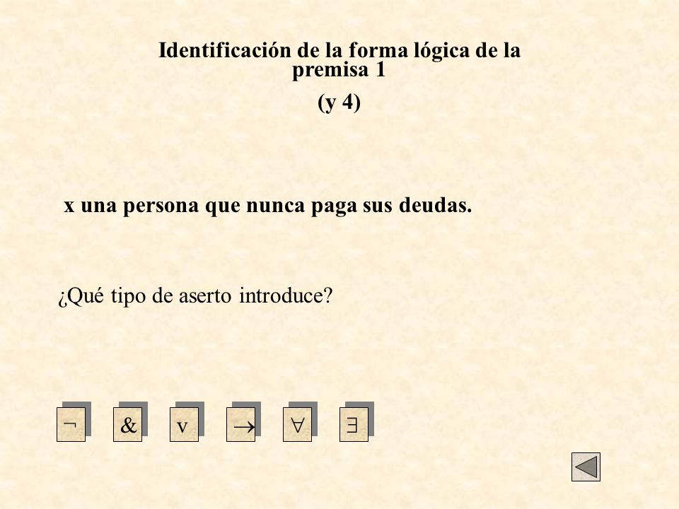 Identificación de la forma lógica de la premisa 1