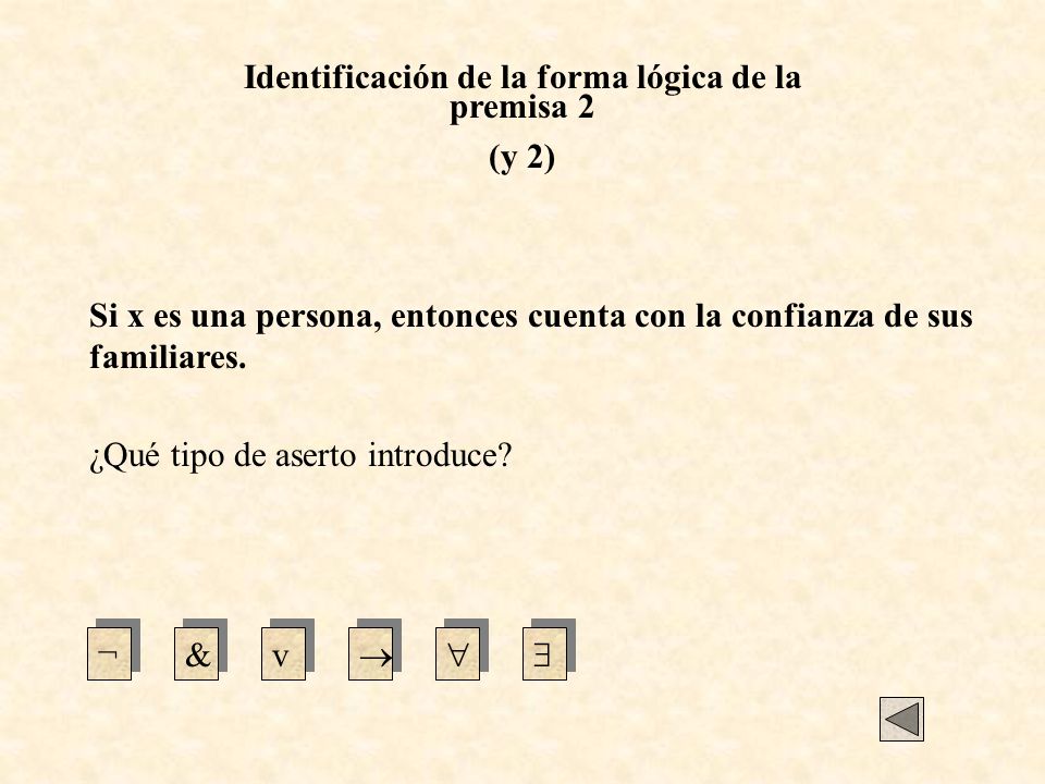 Identificación de la forma lógica de la premisa 2