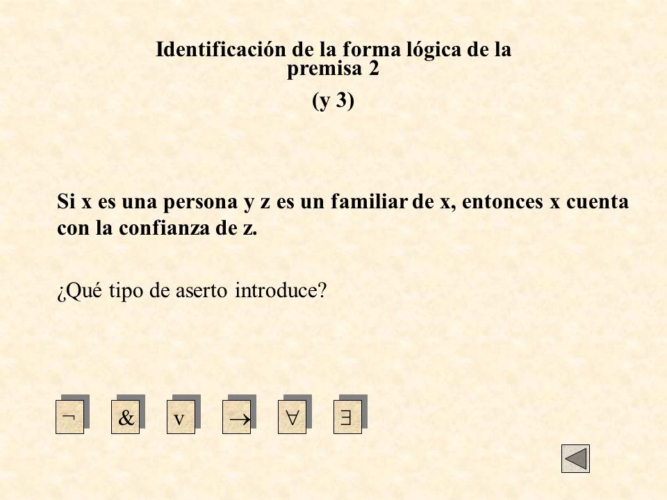 Identificación de la forma lógica de la premisa 2