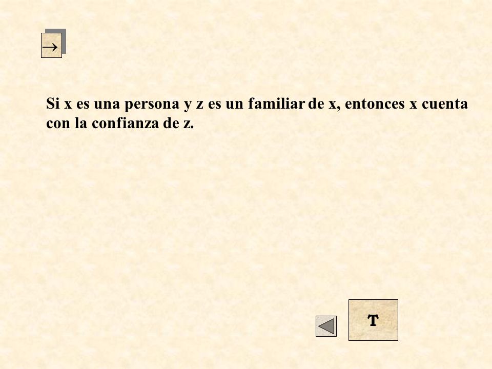  Si x es una persona y z es un familiar de x, entonces x cuenta con la confianza de z. T