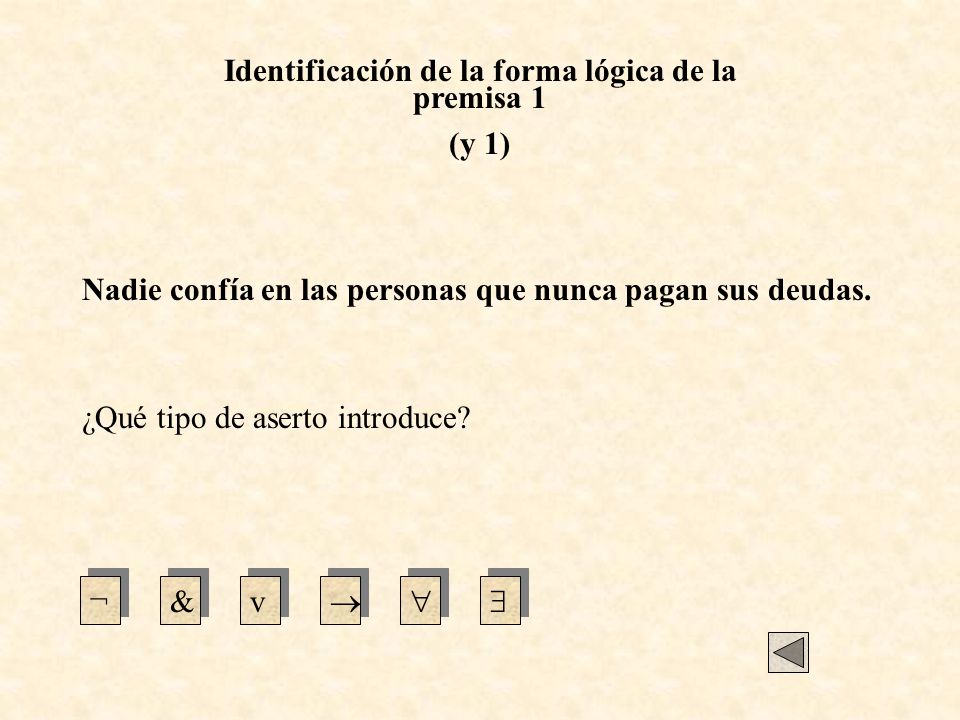Identificación de la forma lógica de la premisa 1