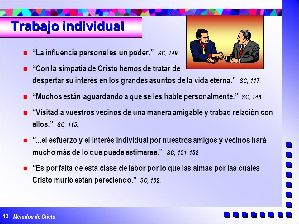 Trabajo individual La influencia personal es un poder. SC, 149.