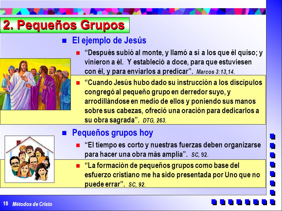 2. Pequeños Grupos El ejemplo de Jesús Pequeños grupos hoy