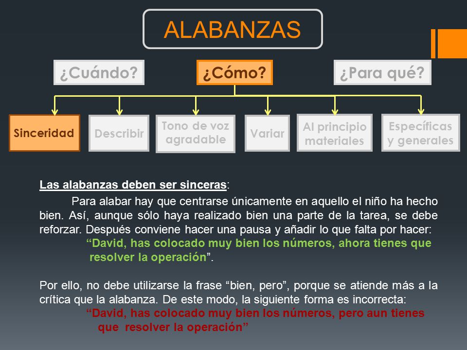 ALABANZAS ¿Cuándo ¿Cómo ¿Para qué Sinceridad Describir Tono de voz