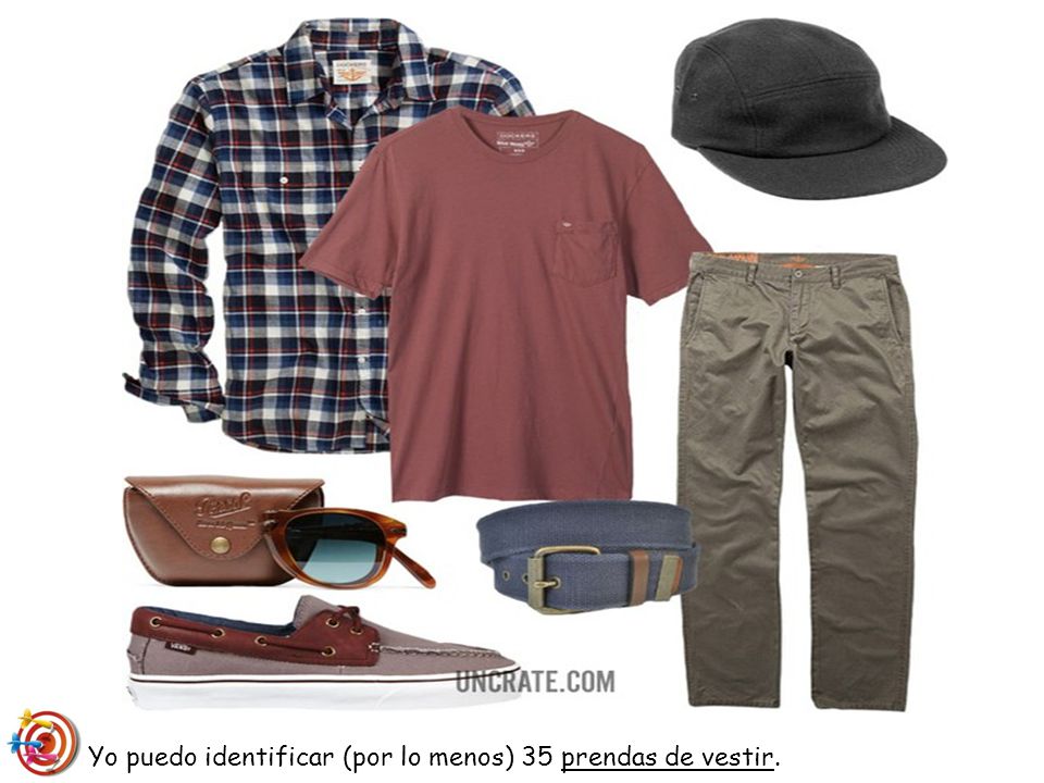 Yo puedo identificar (por lo menos) 35 prendas de vestir.