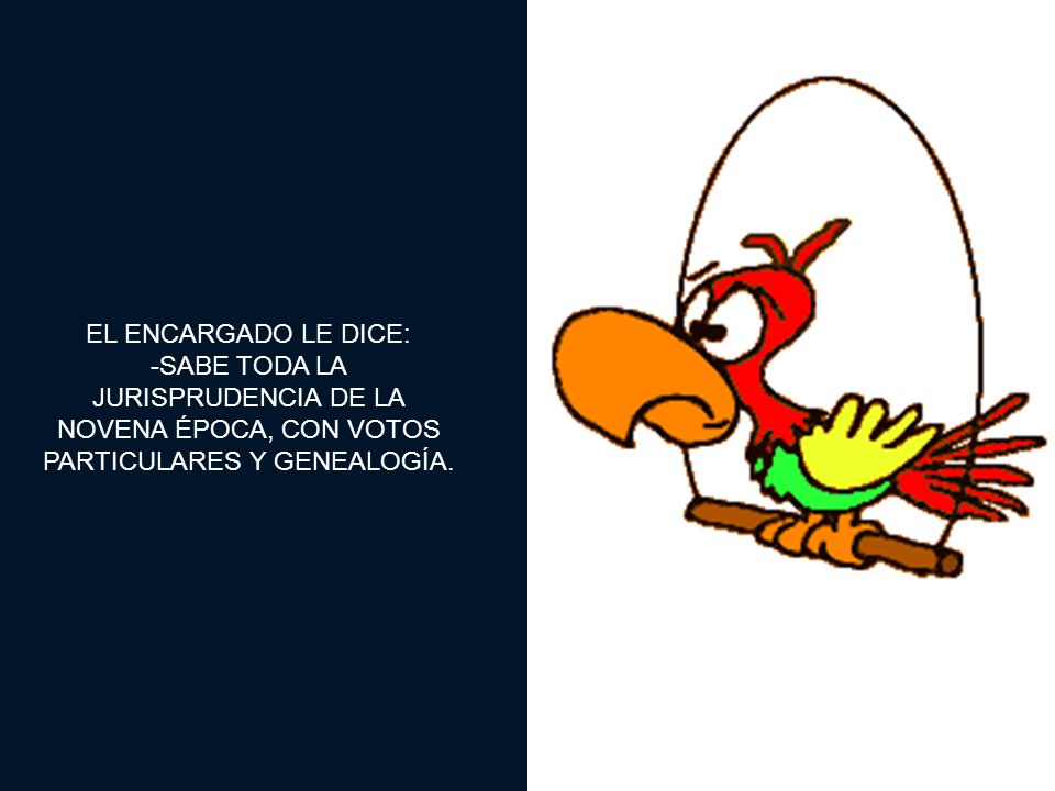 EL ENCARGADO LE DICE: -SABE TODA LA JURISPRUDENCIA DE LA NOVENA ÉPOCA, CON VOTOS PARTICULARES Y GENEALOGÍA.