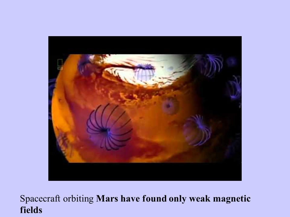 Spacecraft orbiting Mars have found only weak magnetic fields