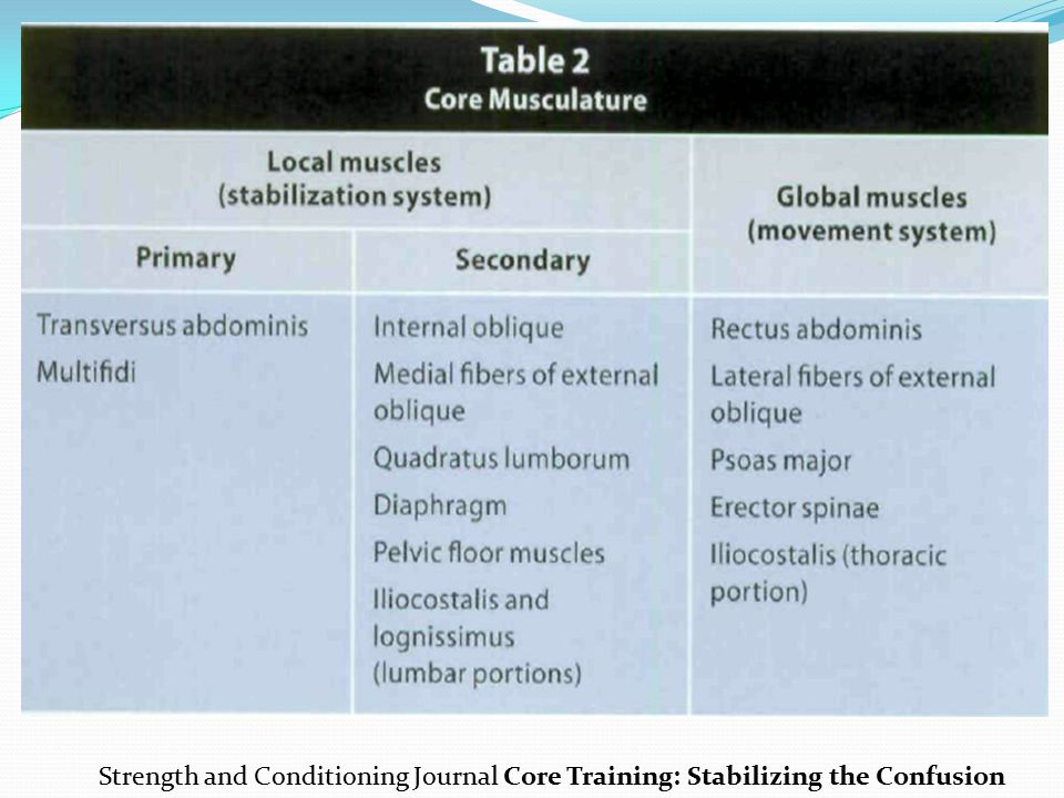 Strength and Conditioning Journal Core Training: Stabilizing the Confusion
