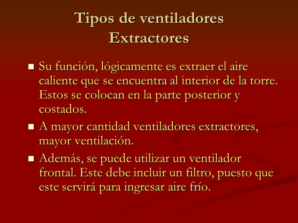 Tipos de ventiladores Extractores
