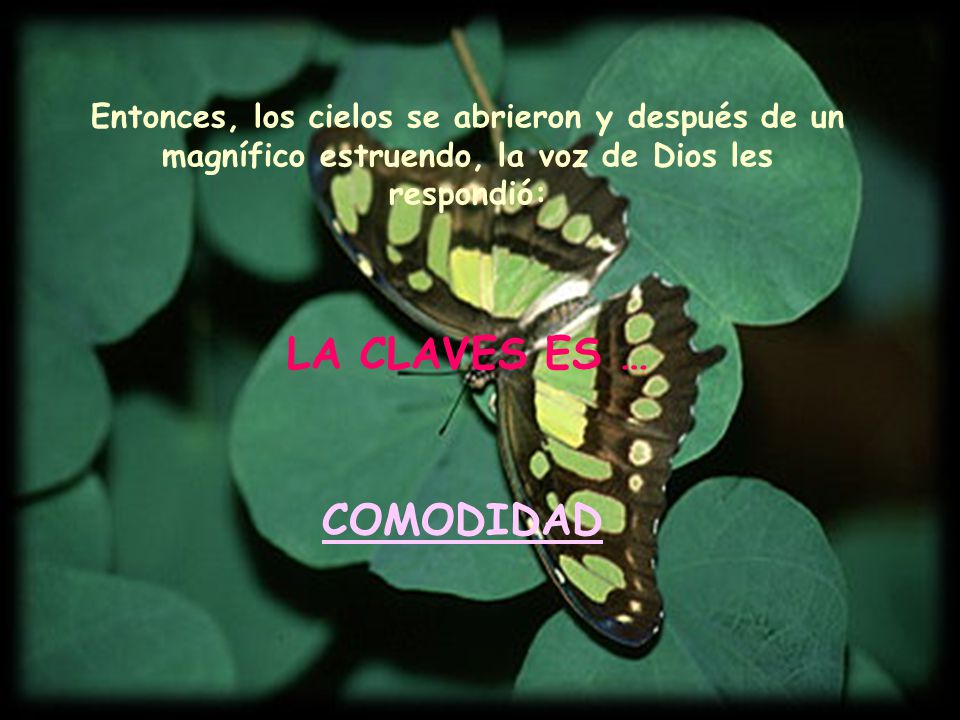 Entonces, los cielos se abrieron y después de un magnífico estruendo, la voz de Dios les respondió: LA CLAVES ES …