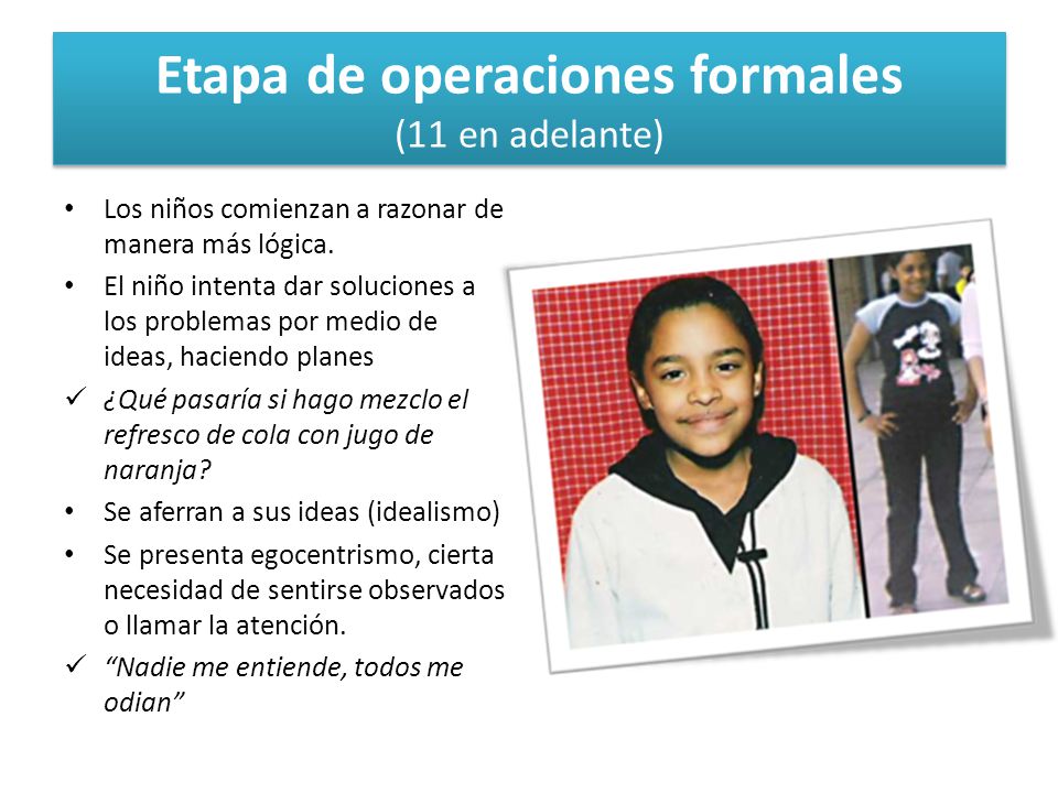 Etapa de operaciones formales (11 en adelante)