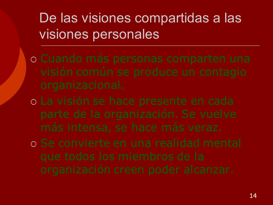 De las visiones compartidas a las visiones personales