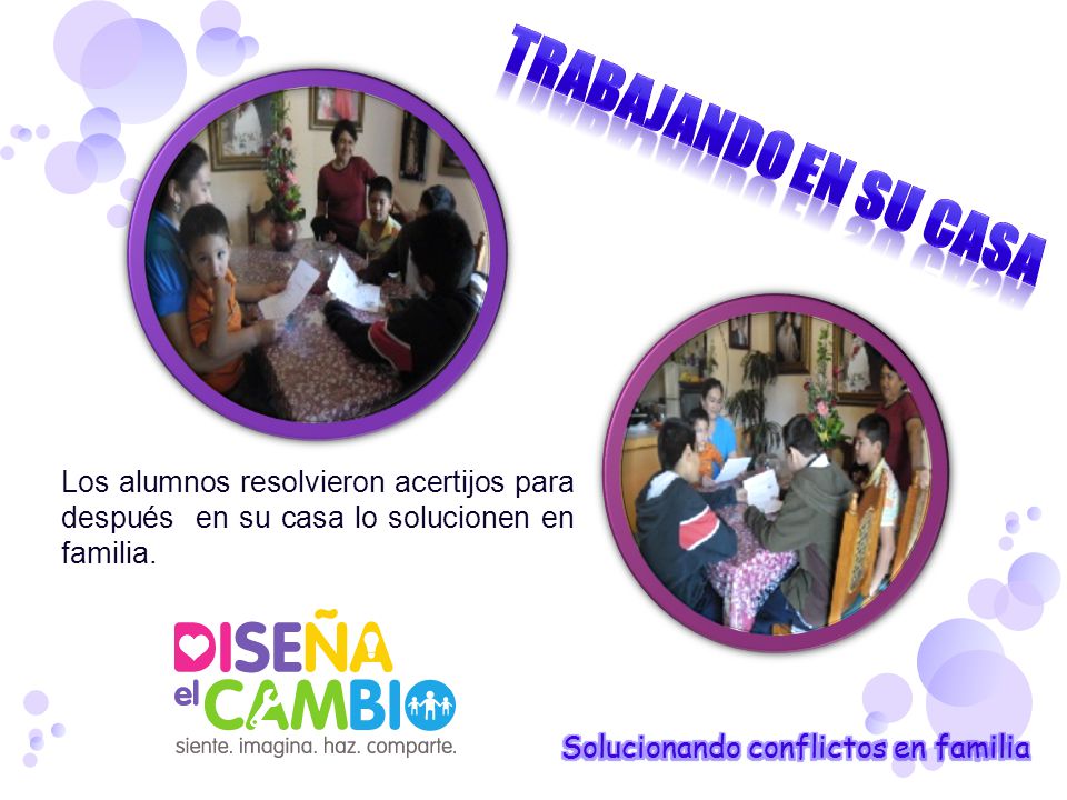 Trabajando en su casa Los alumnos resolvieron acertijos para después en su casa lo solucionen en familia.