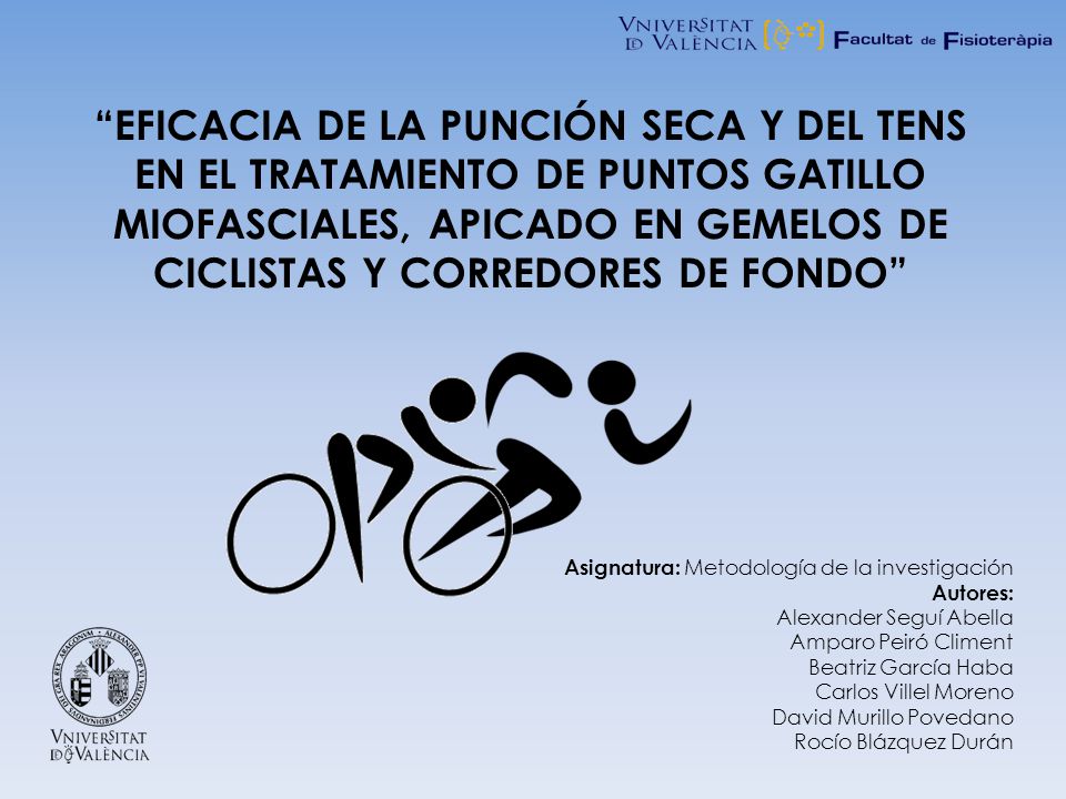 EFICACIA DE LA PUNCIÓN SECA Y DEL TENS EN EL TRATAMIENTO DE PUNTOS GATILLO MIOFASCIALES, APICADO EN GEMELOS DE CICLISTAS Y CORREDORES DE FONDO