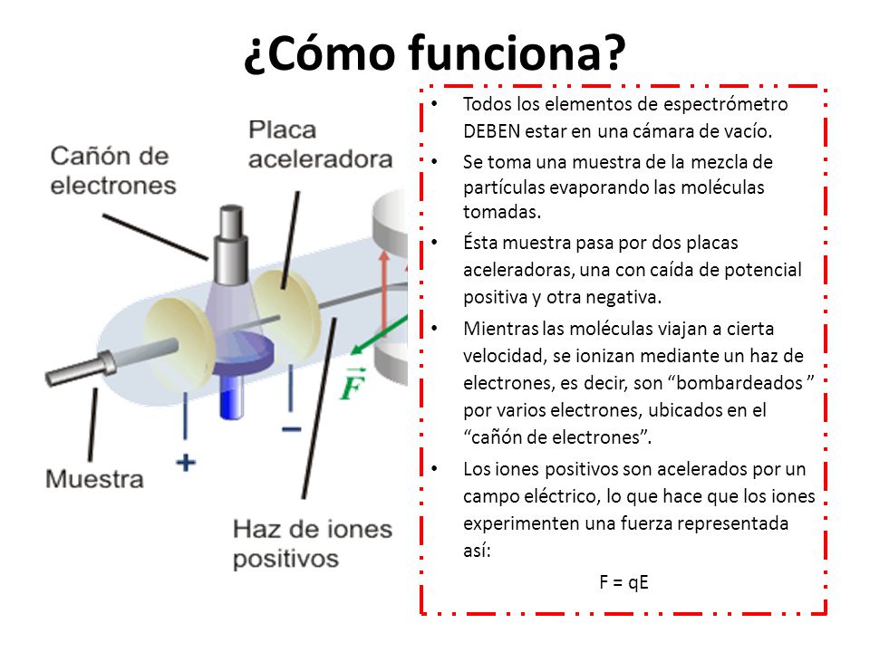 ¿Cómo funciona Todos los elementos de espectrómetro DEBEN estar en una cámara de vacío.
