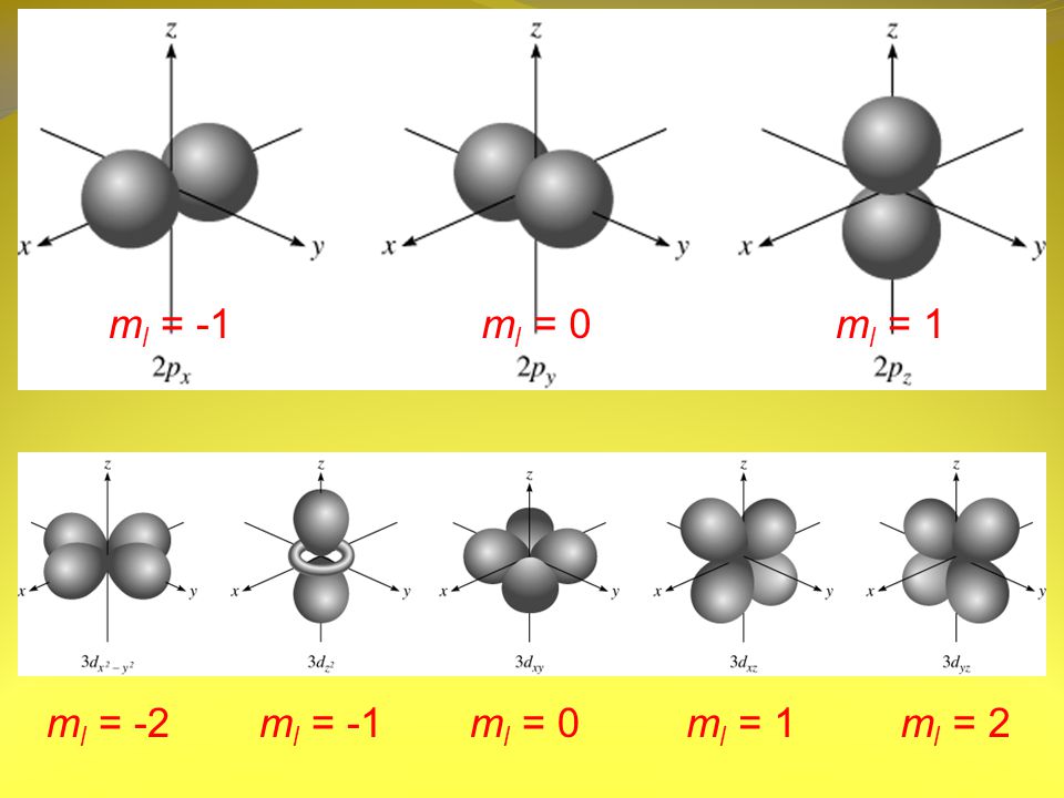 ml = -1 ml = 0 ml = 1 ml = -2 ml = -1 ml = 0 ml = 1 ml = 2