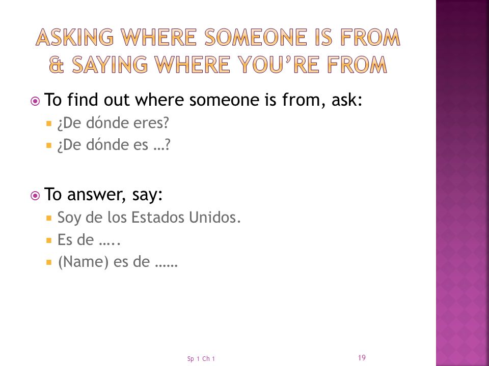 Asking where someone is from & saying where you’re from