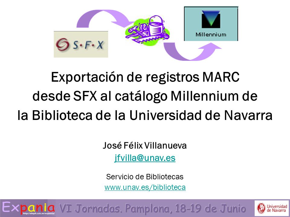 Exportación de registros MARC desde SFX al catálogo Millennium de